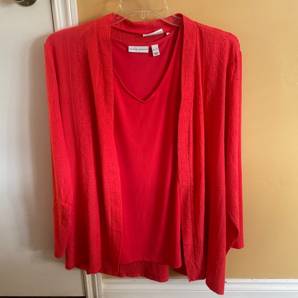 Eyelet Knit Cardigan Tank Set Susan Graver